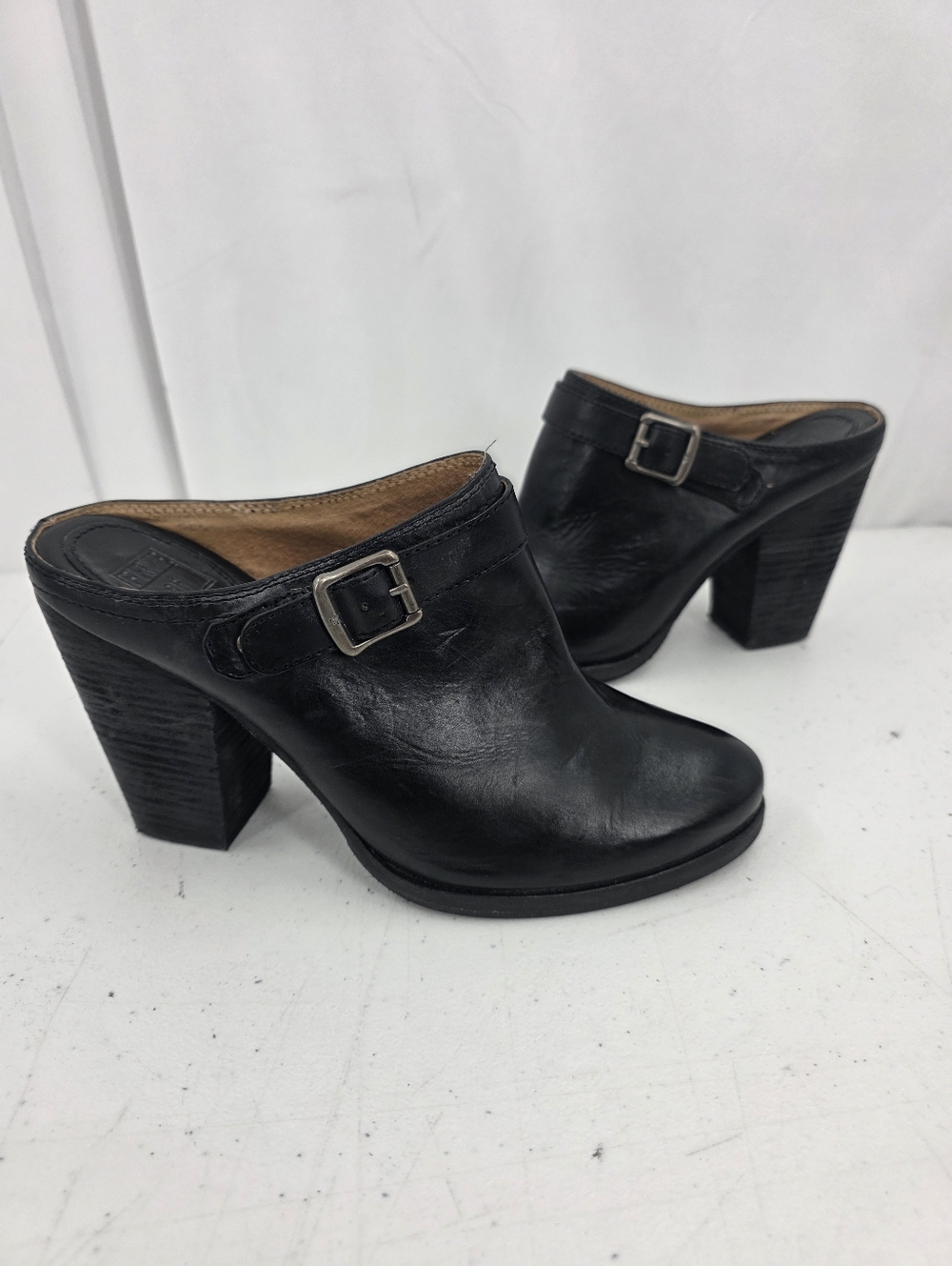 FRYE Women's Patty Slingback Clog Mule Size 8.5M Black Leather 3471137 EUC.